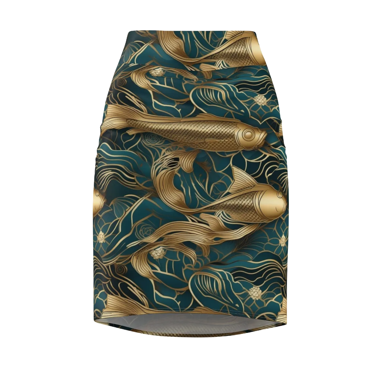 Teal Tide on Pencil Skirt — Front