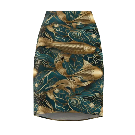 Teal Tide on a Pencil Skirt