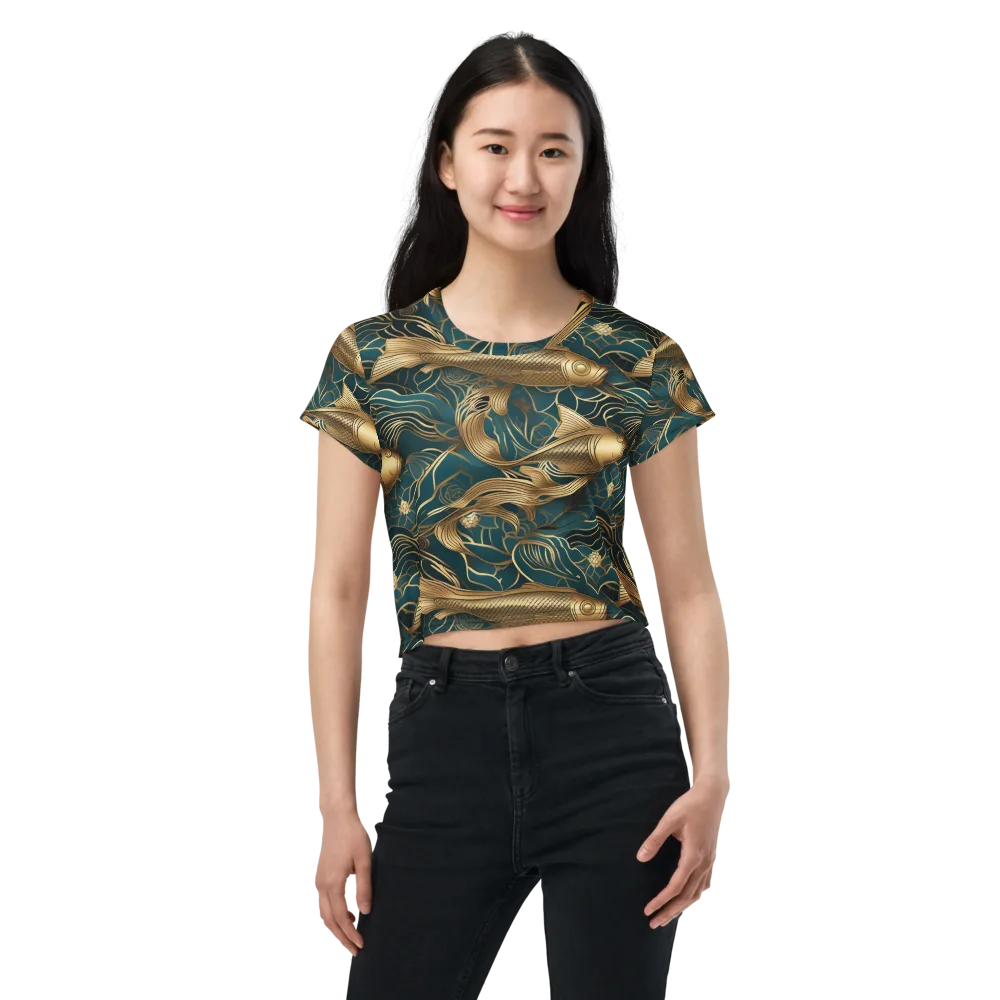 Teal Tide on Crop Tee — Front
