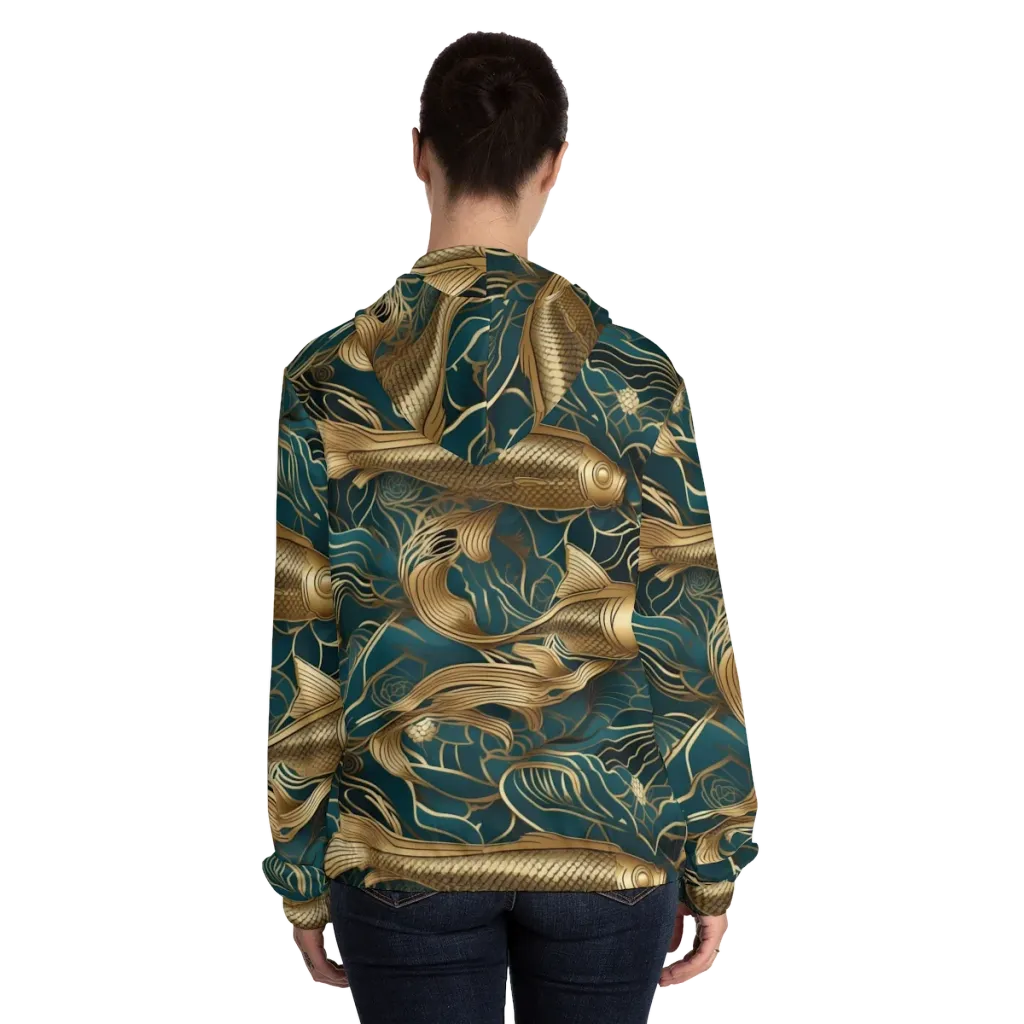 Teal Tide on Women's Full-Zip Hoodie — Back On Person