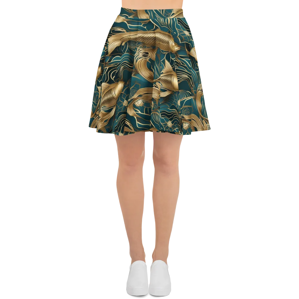 Teal Tide on Skater Skirt — Front