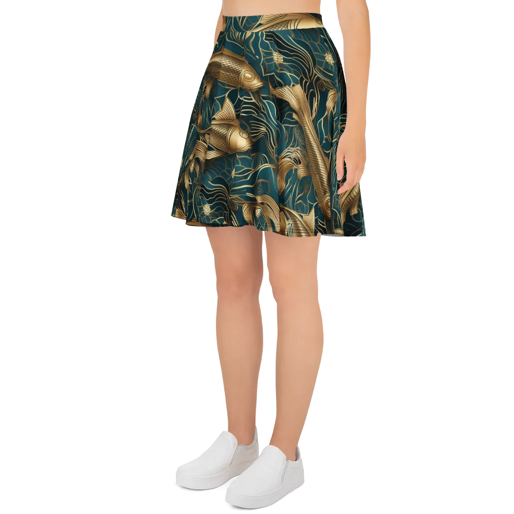 Teal Tide on Skater Skirt — Left
