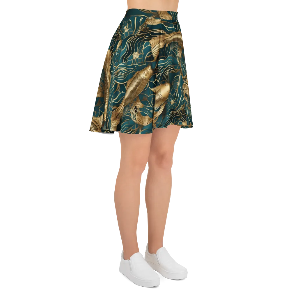 Teal Tide on Skater Skirt — Right