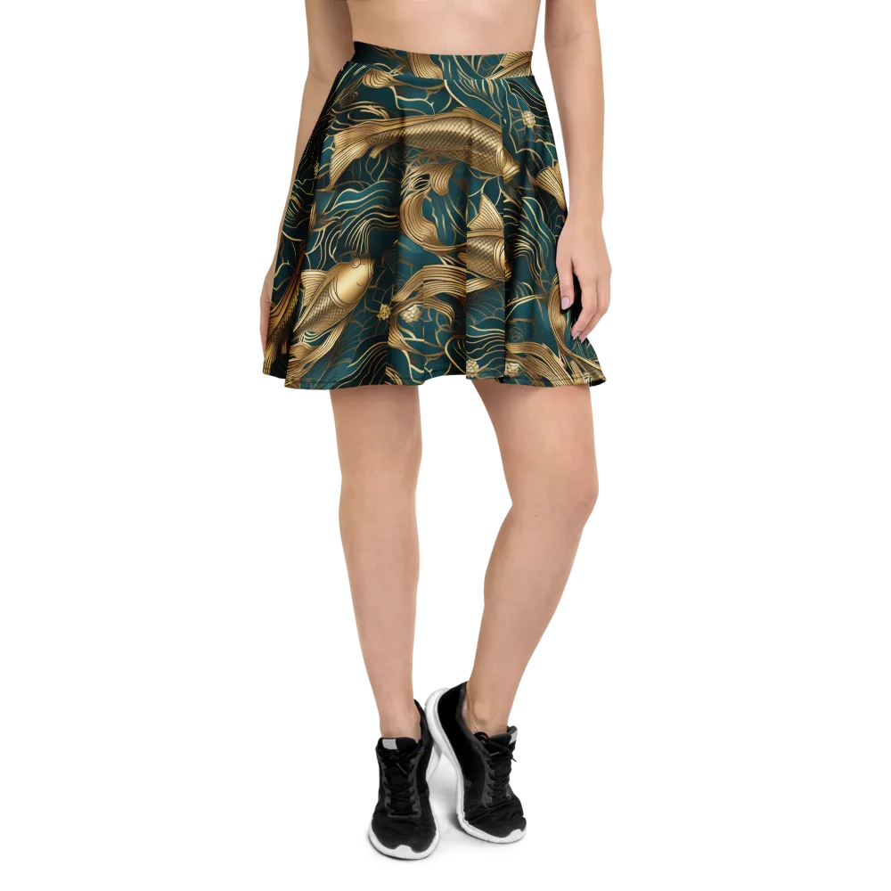 Teal Tide on Skater Skirt — Front
