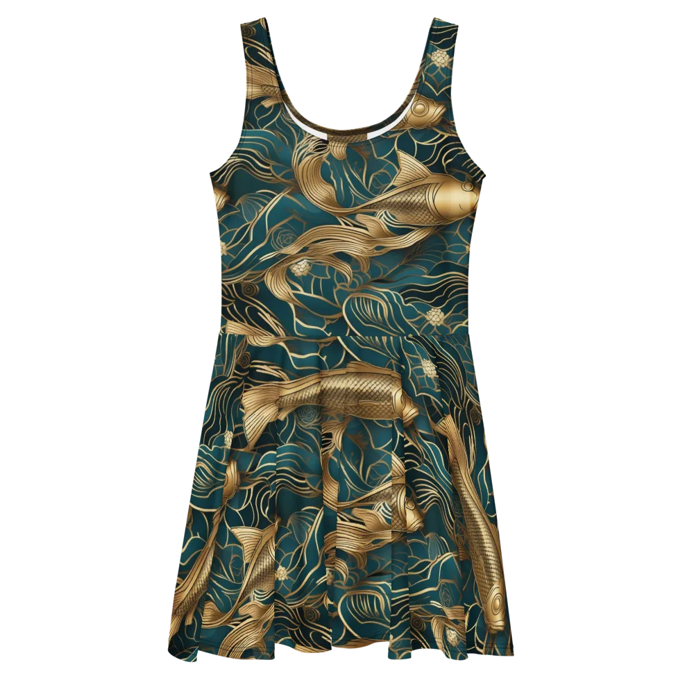 Teal Tide on Skater Dress — Front