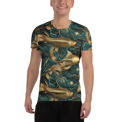Teal Tide on a Men's Athletic T-Shirt