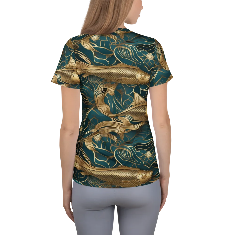 Teal Tide on Women's Athletic T-Shirt — Back