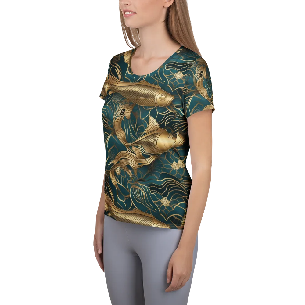 Teal Tide on Women's Athletic T-Shirt — Left