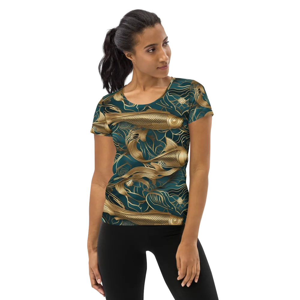 Teal Tide on Women's Athletic T-Shirt — Front