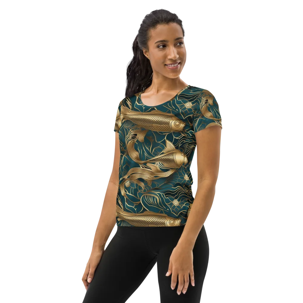 Teal Tide on Women's Athletic T-Shirt — Left