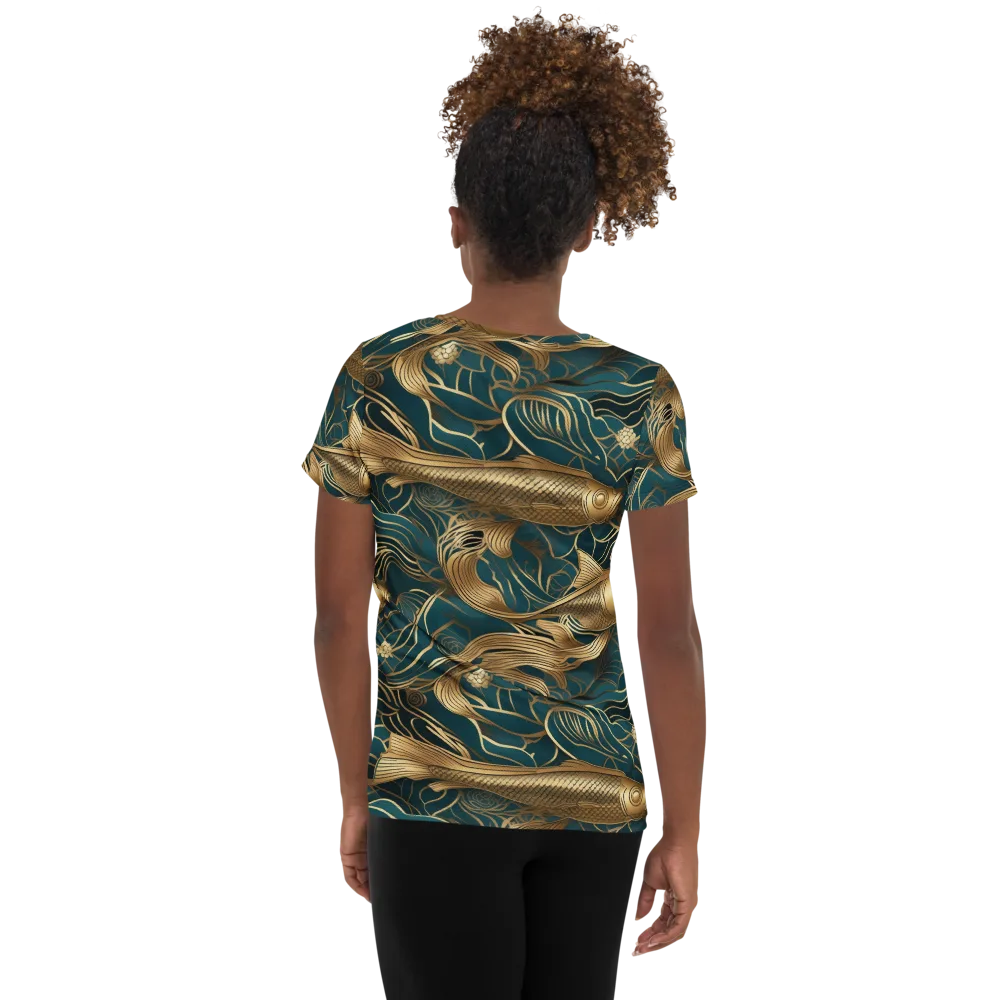 Teal Tide on Women's Athletic T-Shirt — Back