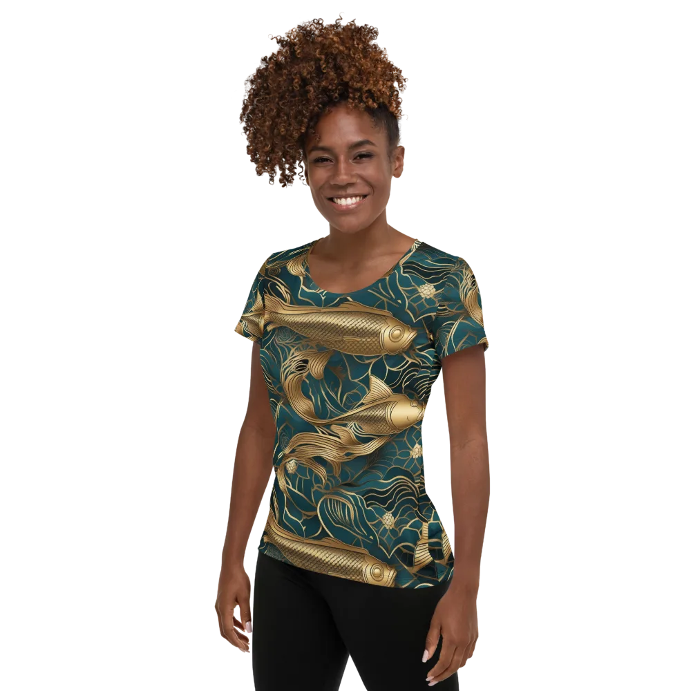 Teal Tide on Women's Athletic T-Shirt — Left