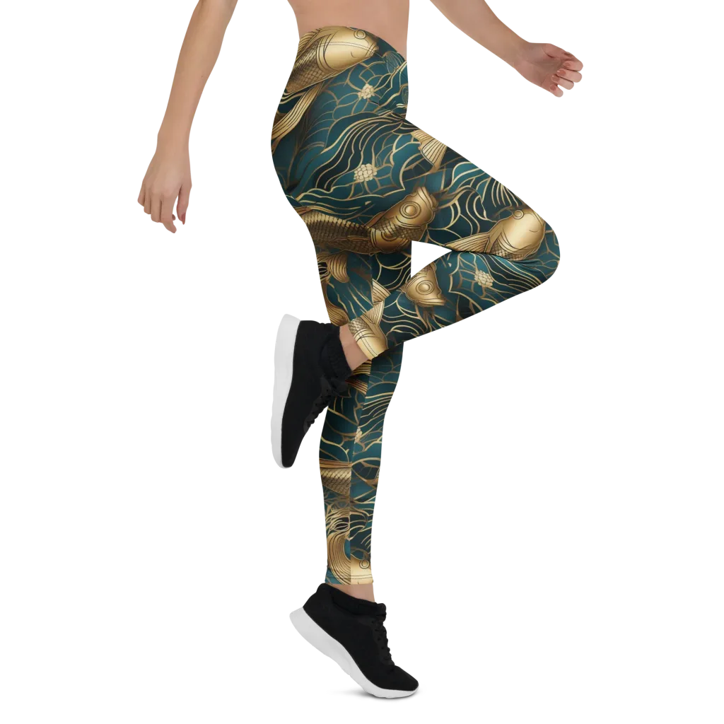 Teal Tide on Leggings — Right