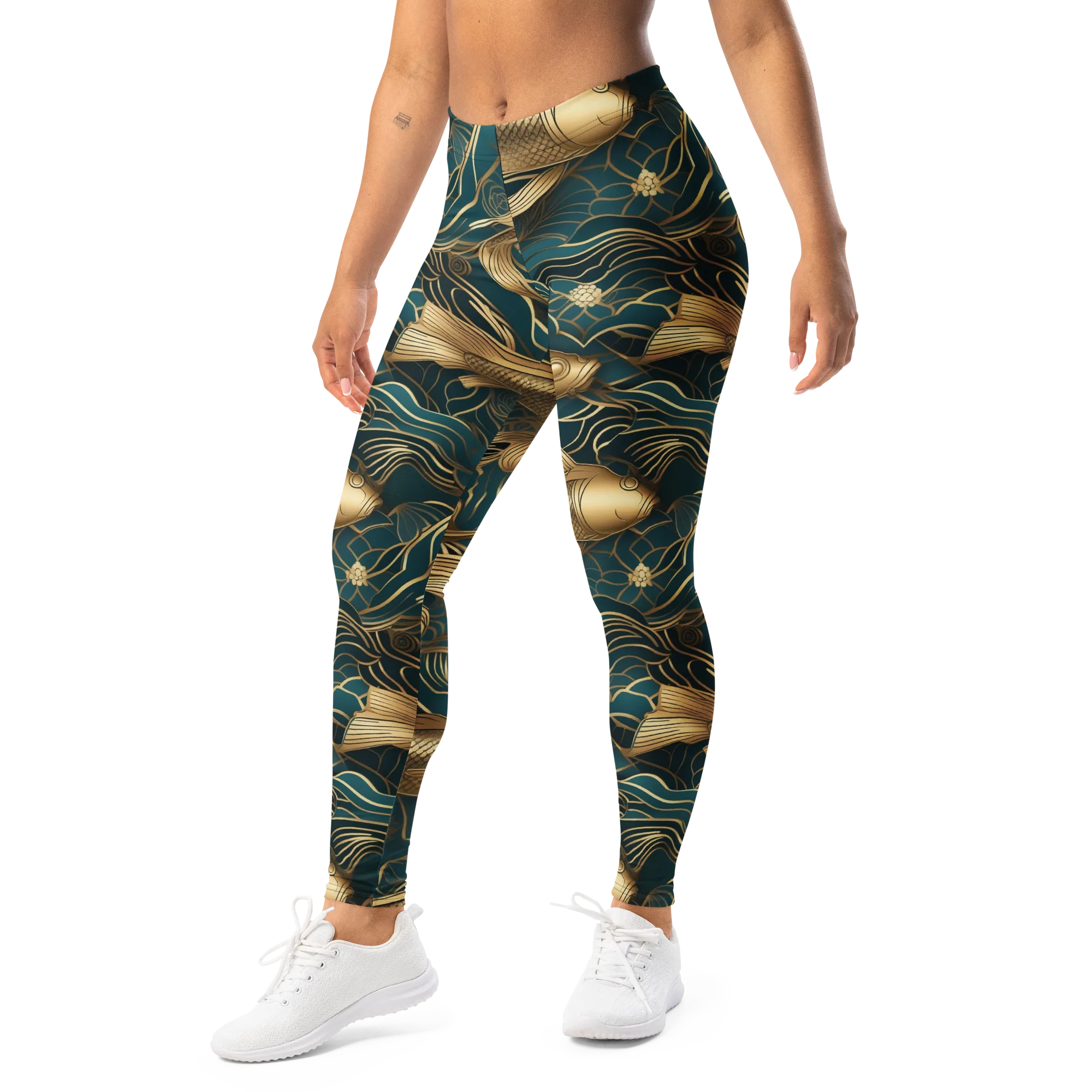Teal Tide on Leggings — Left Front