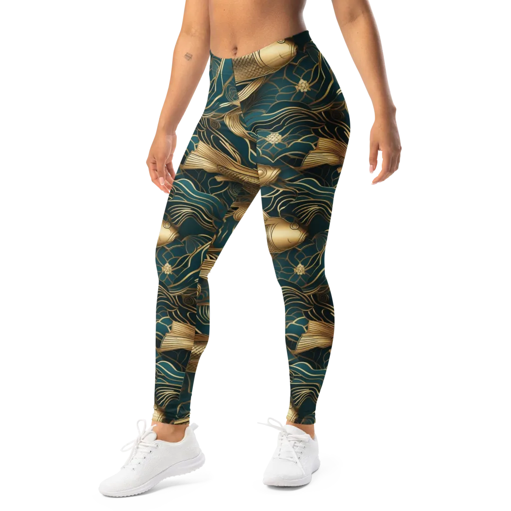 Teal Tide on Leggings — Left Front