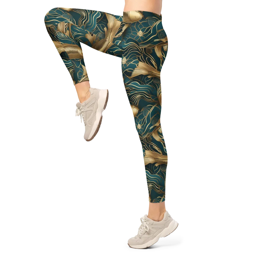 Teal Tide on Leggings — Left