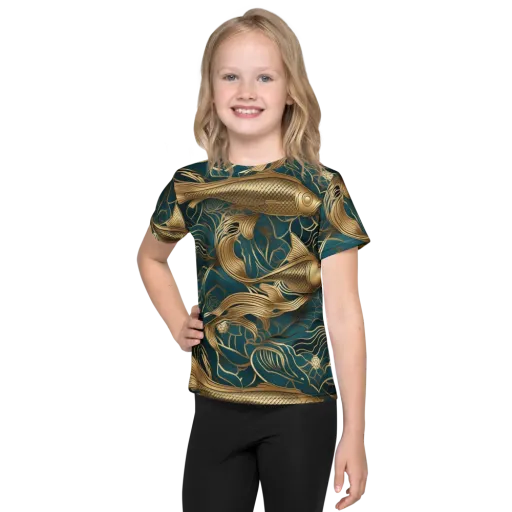 Teal Tide on a Kids Crew Neck T-Shirt