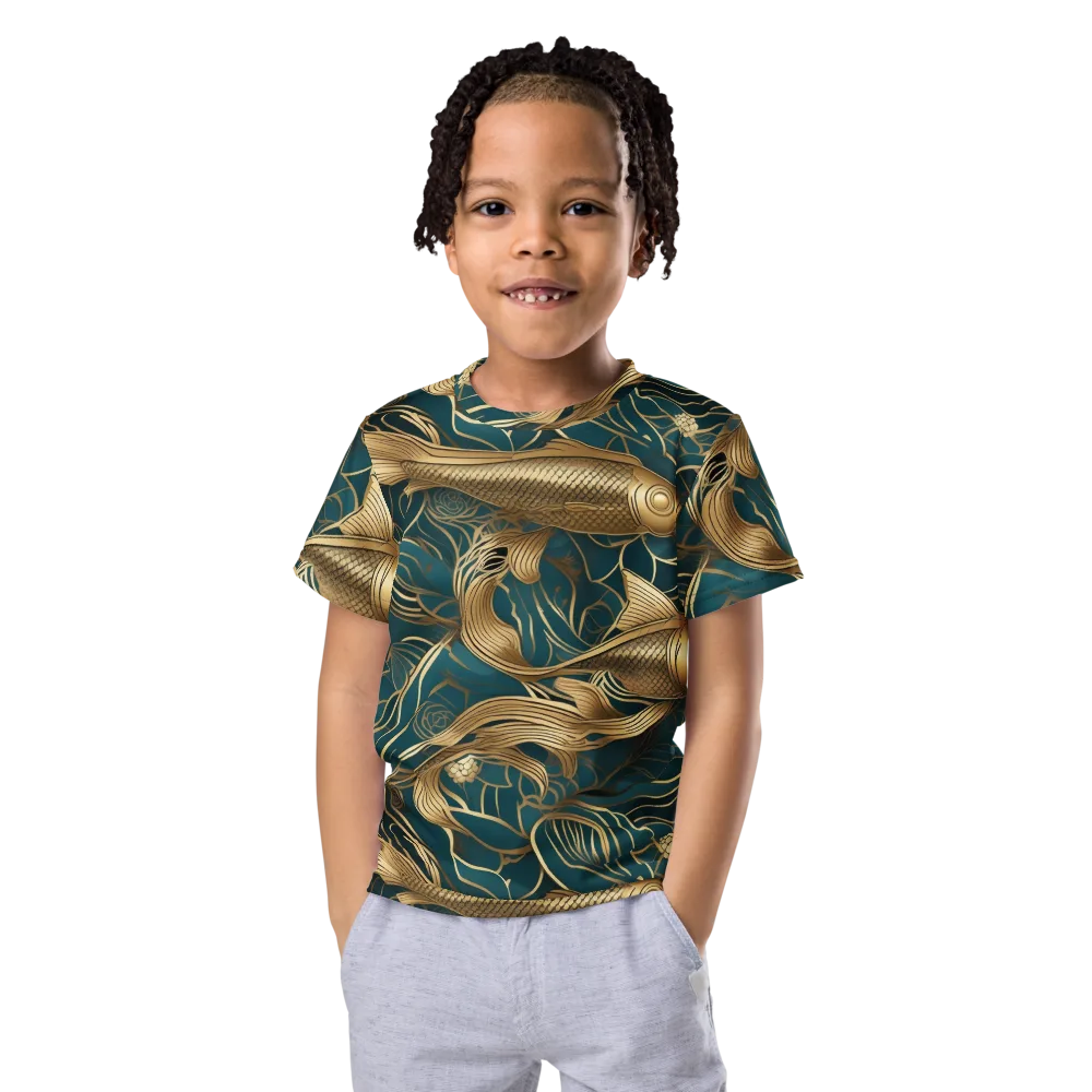 Teal Tide on Kids Crew Neck T-Shirt — Front