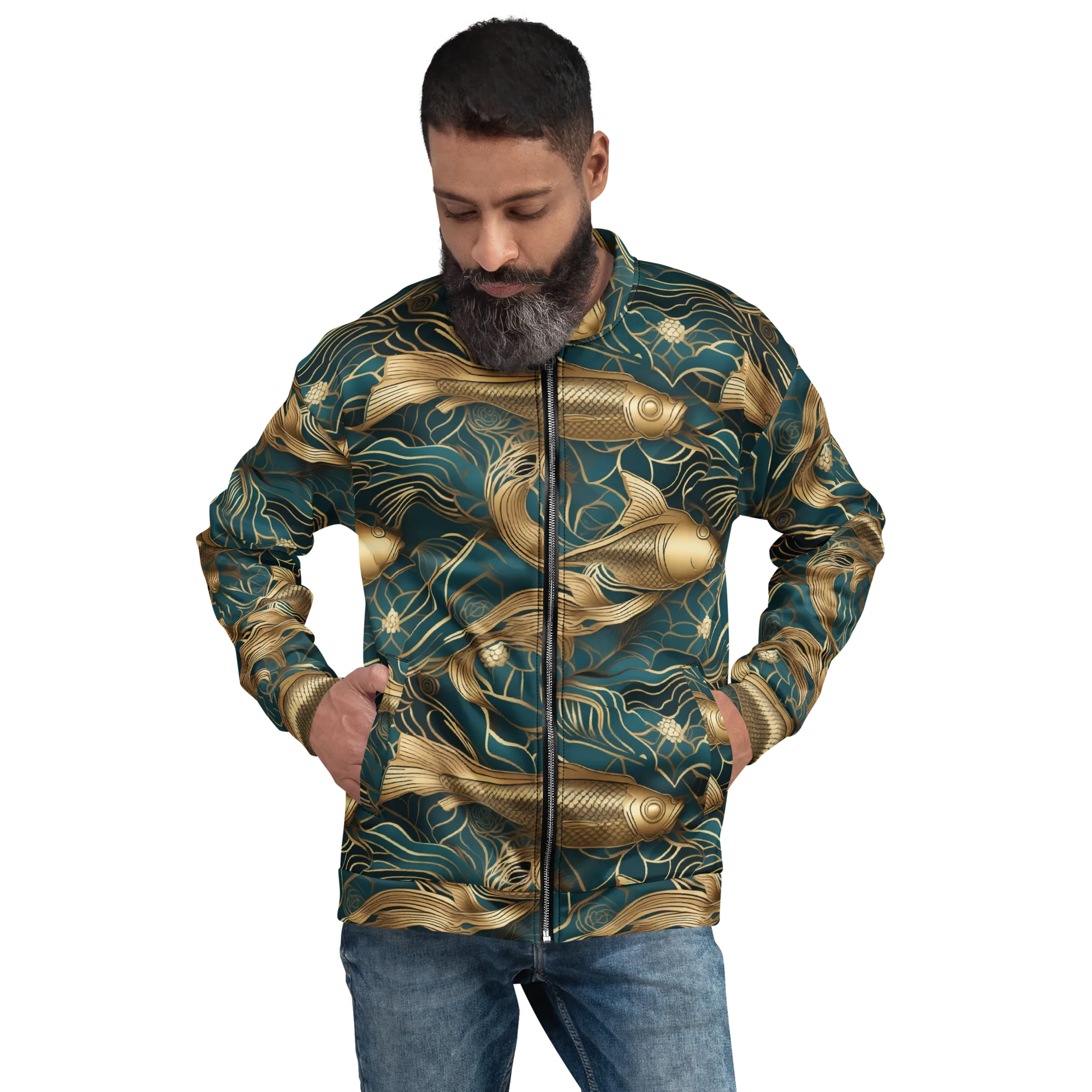 Teal Tide on Bomber Jacket — Front