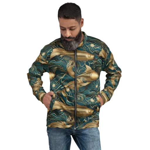 Teal Tide on a Bomber Jacket