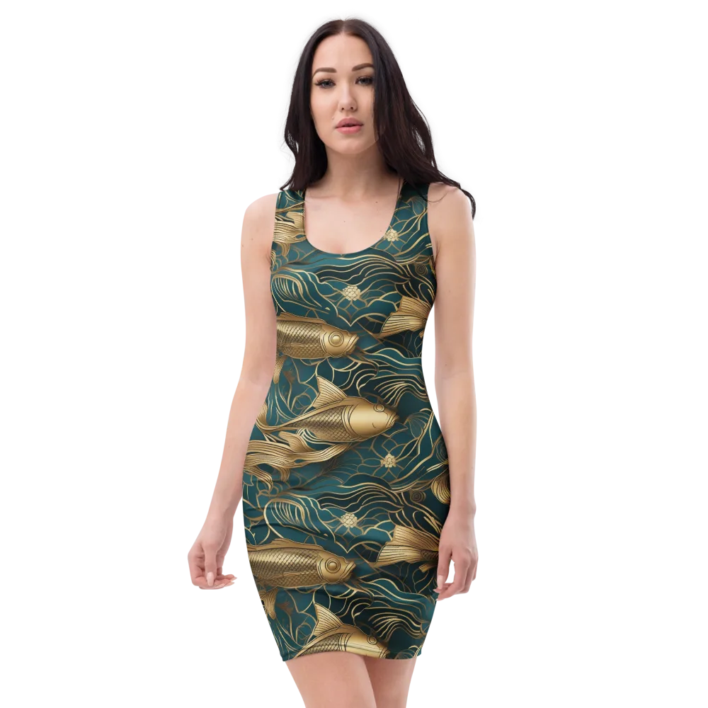 Teal Tide on Bodycon Dress — Front