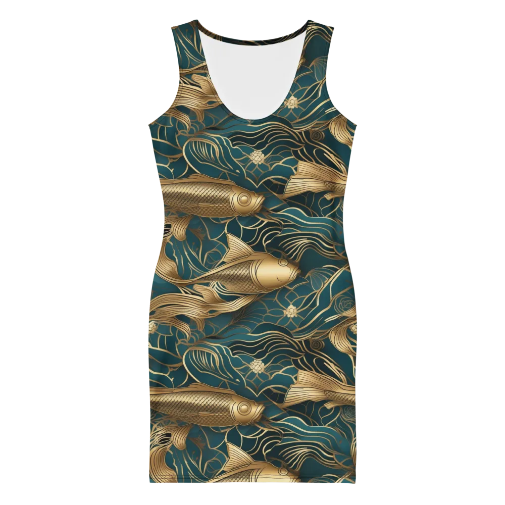 Teal Tide on Bodycon Dress — Front