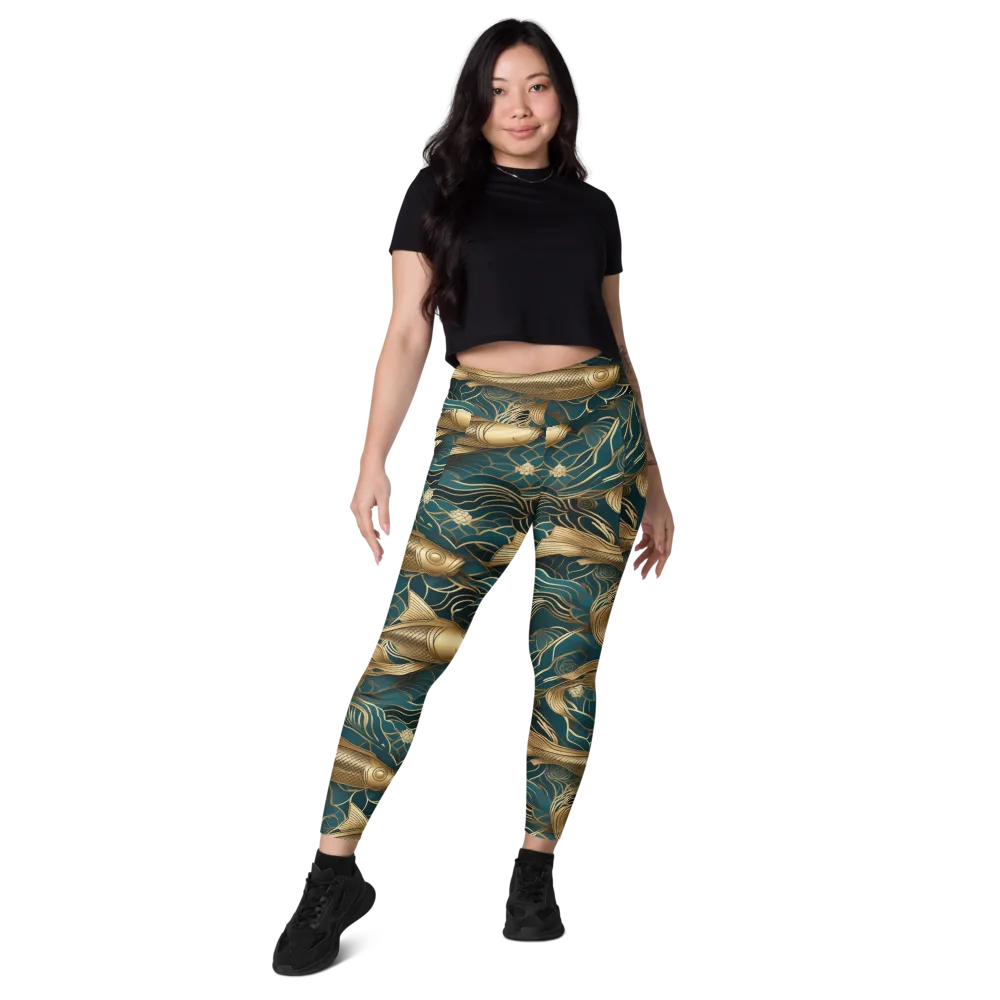 Teal Tide on Leggings with Pockets — Front