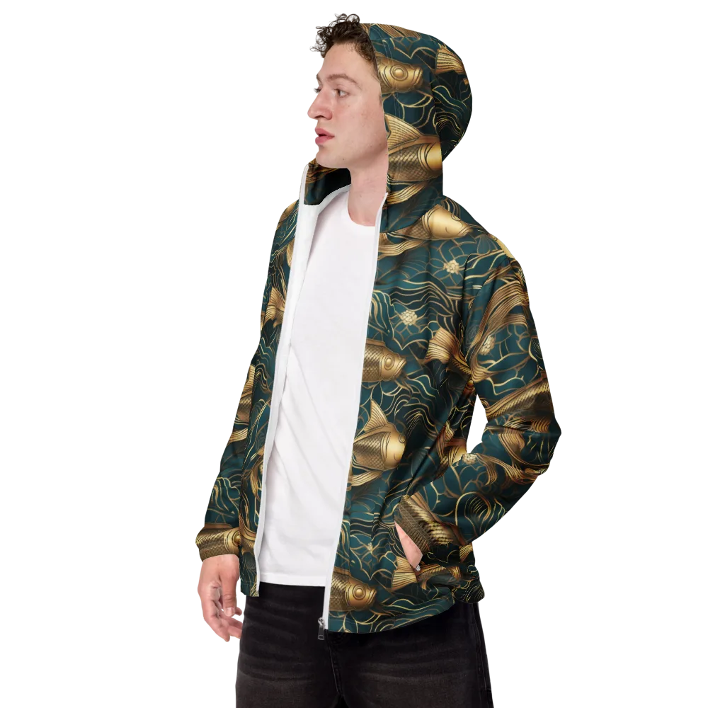 Teal Tide on Men's Windbreaker — Left Front