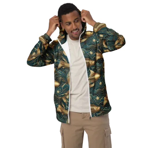 Teal Tide on a Men's Windbreaker