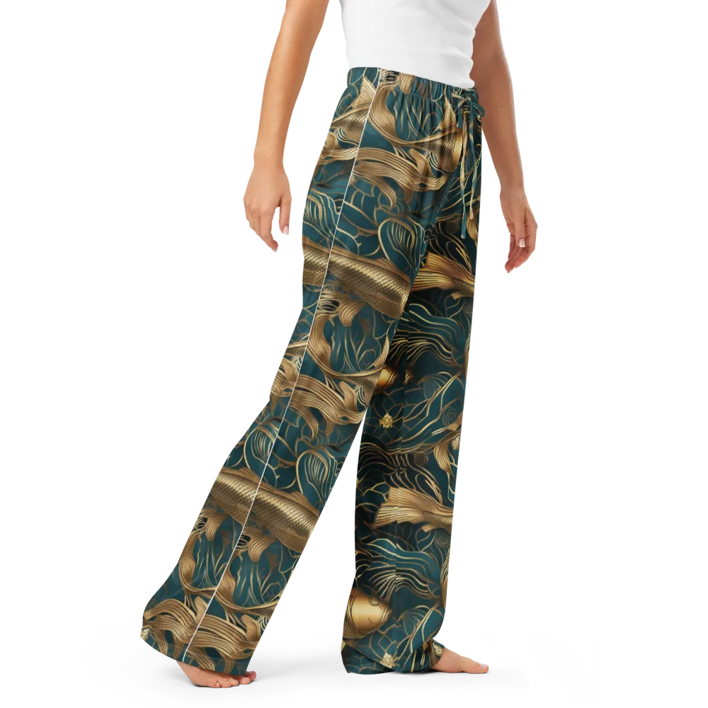 Teal Tide on Women's Pajama Pants — Right Front