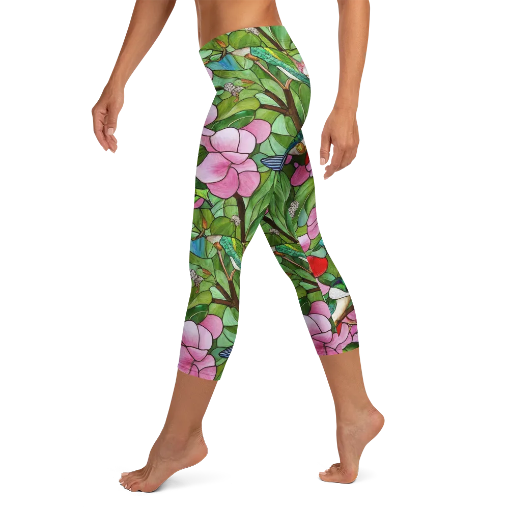 Roseglass Aviary on Capri Leggings — Left
