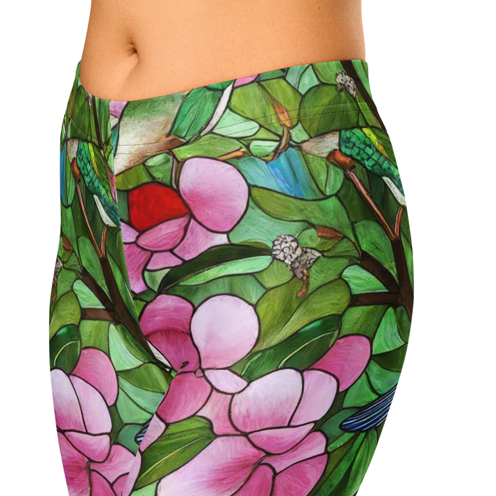 Roseglass Aviary on Capri Leggings — Zoomed-in