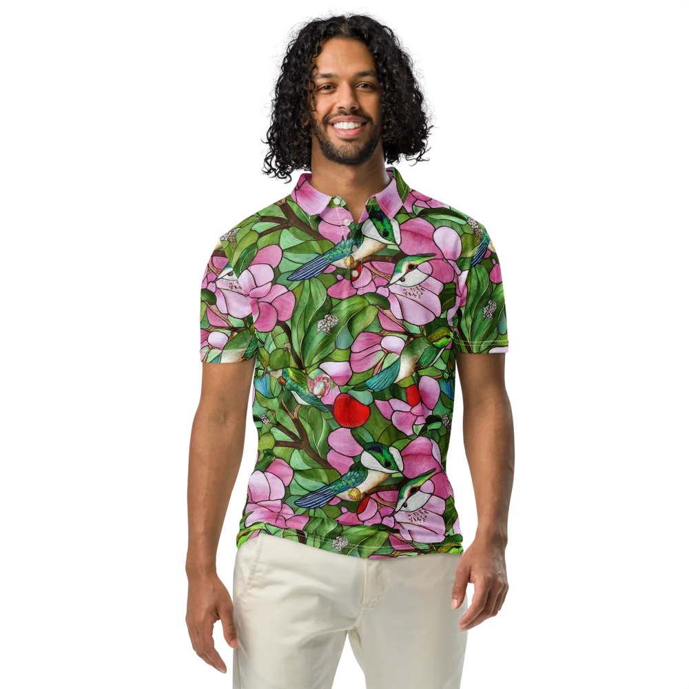 Roseglass Aviary on Men's Slim Fit Polo Shirt — Front