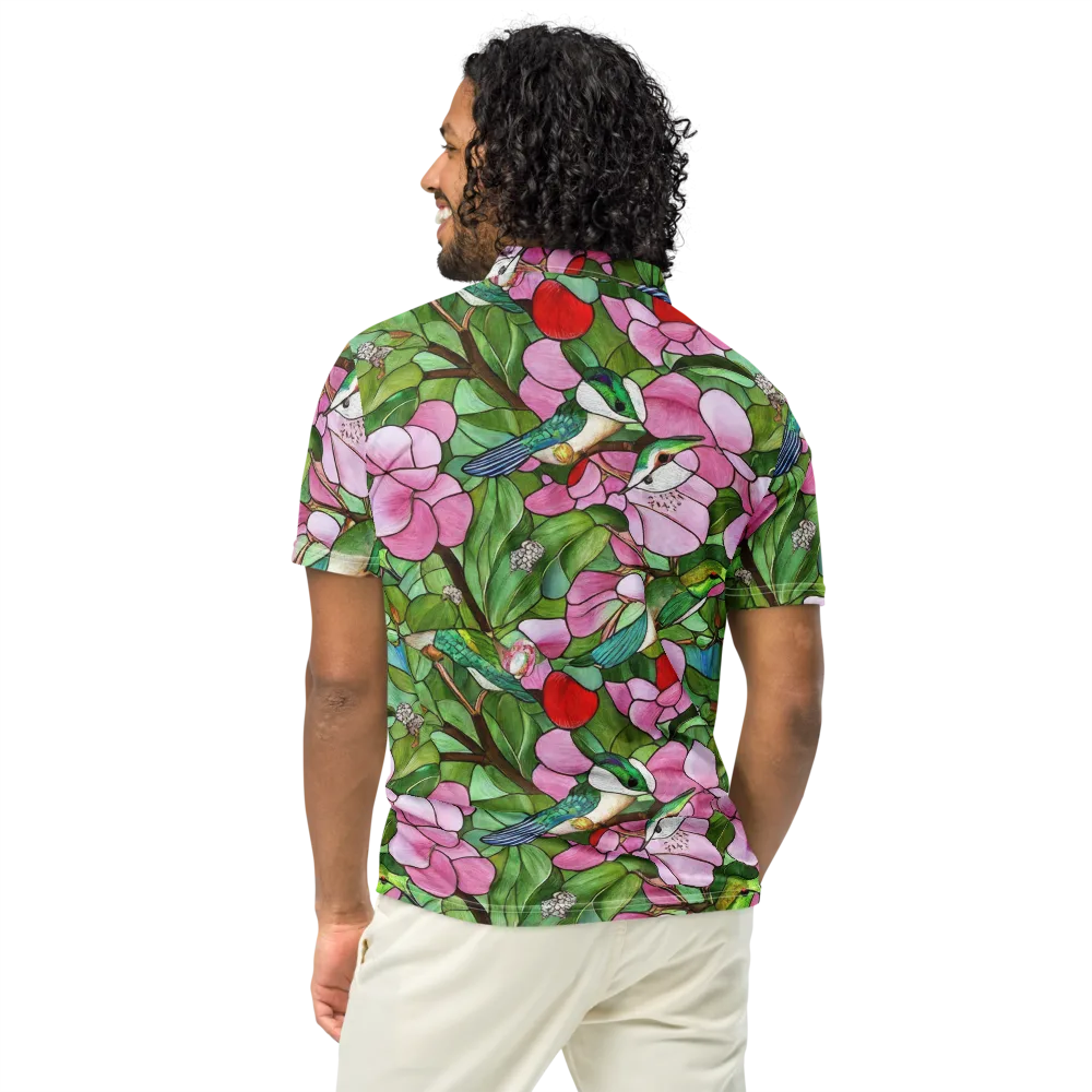 Roseglass Aviary on Men's Slim Fit Polo Shirt — Back