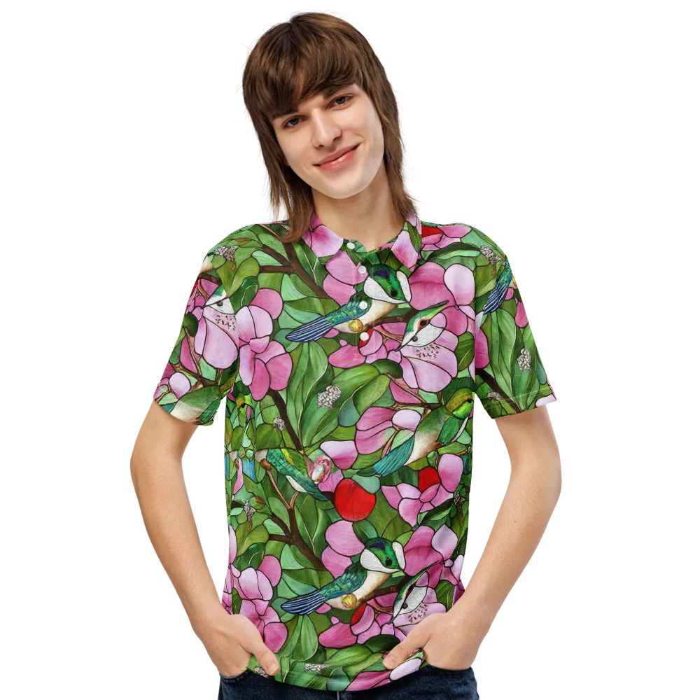 Roseglass Aviary on Men's Slim Fit Polo Shirt — Front