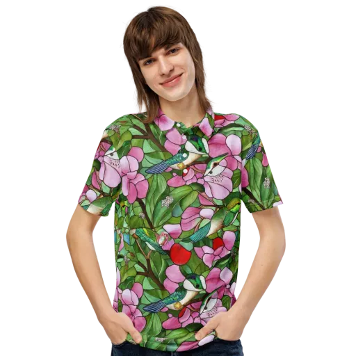 Roseglass Aviary on a Men's Slim Fit Polo Shirt