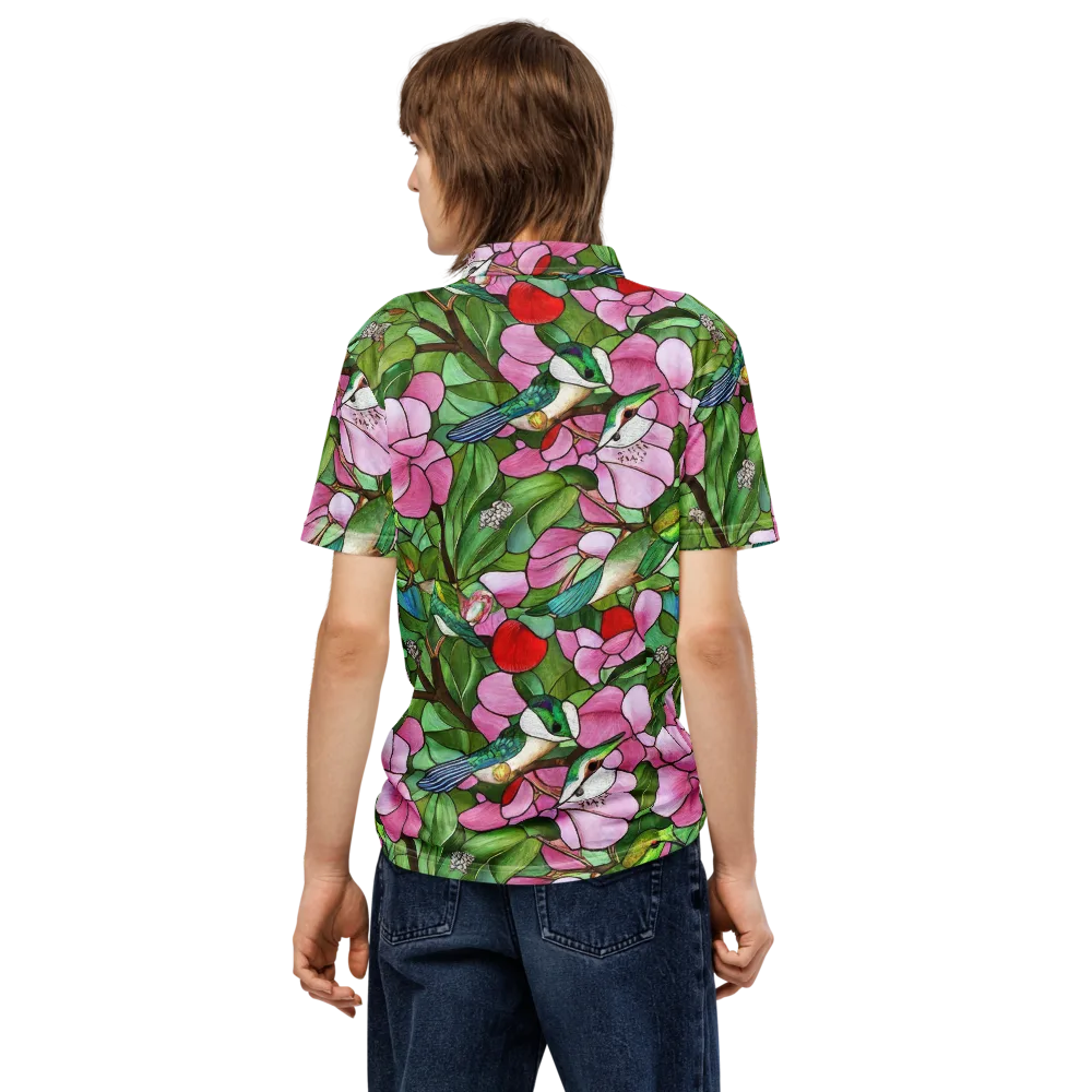 Roseglass Aviary on Men's Slim Fit Polo Shirt — Back