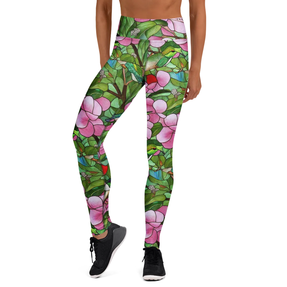 Roseglass Aviary on Yoga Leggings — Front
