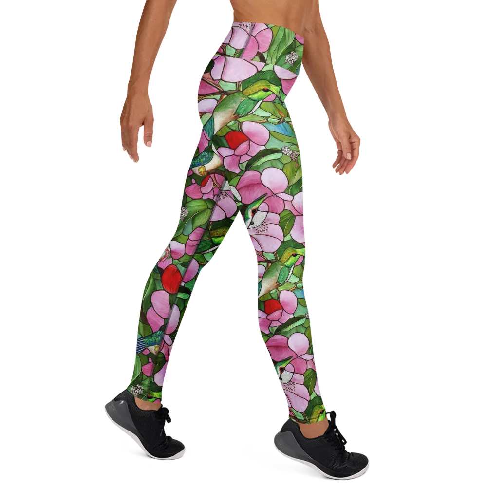Roseglass Aviary on Yoga Leggings — Right