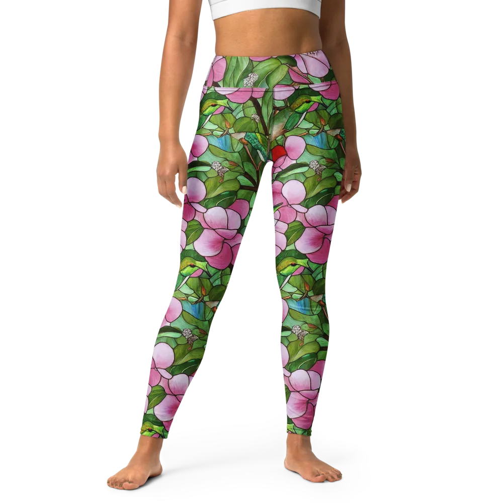 Roseglass Aviary on Yoga Leggings — Front