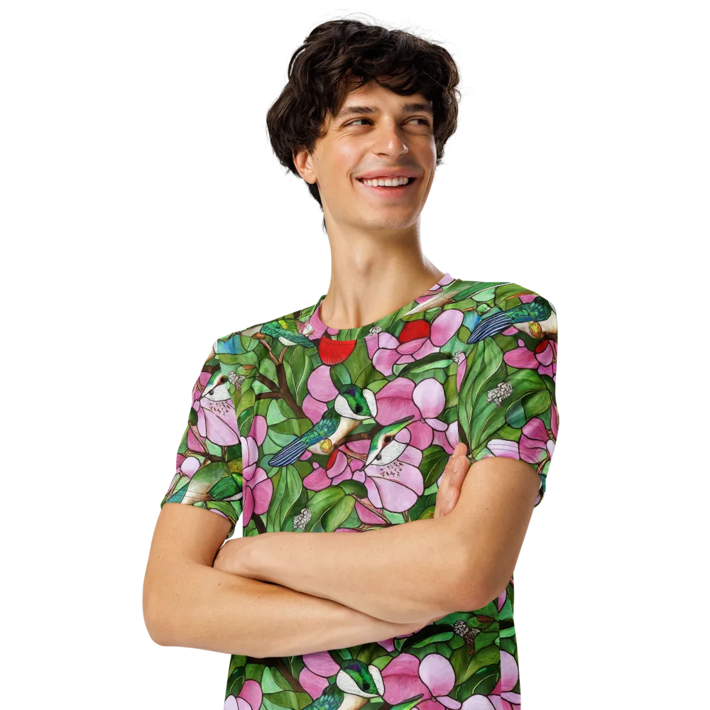 Roseglass Aviary on Men's Crew Neck T-Shirt — Left Front