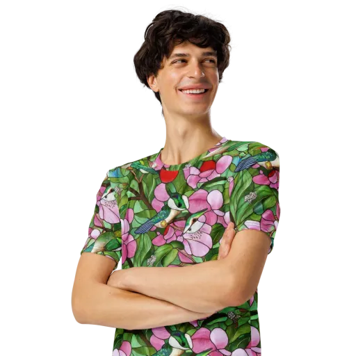 Roseglass Aviary on a Men's Crew Neck T-Shirt