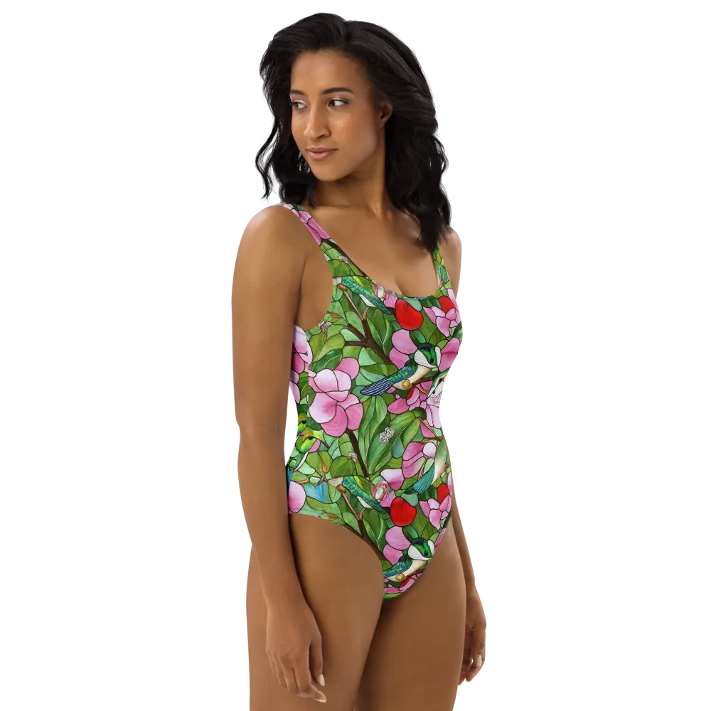 Roseglass Aviary on One-Piece Swimsuit — Right