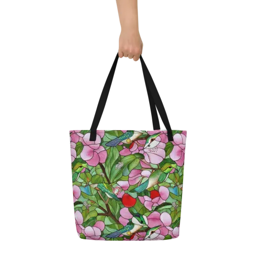 Roseglass Aviary on a Large Tote Bag W/ Pocket