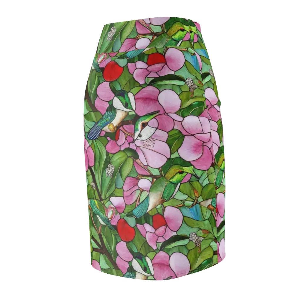 Roseglass Aviary on Pencil Skirt — Back Side
