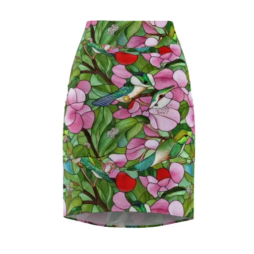 Roseglass Aviary on a Pencil Skirt