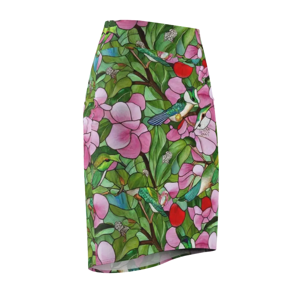 Roseglass Aviary on Pencil Skirt — Front Side