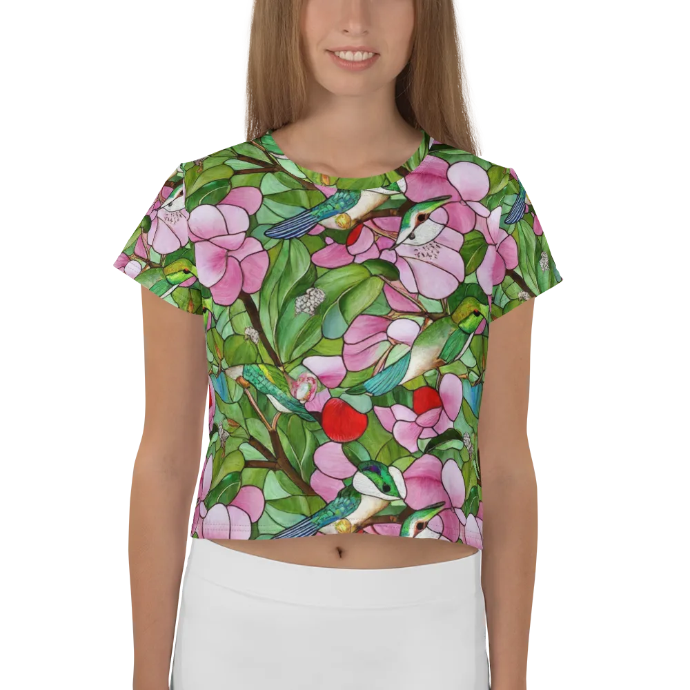 Roseglass Aviary on Crop Tee — Front