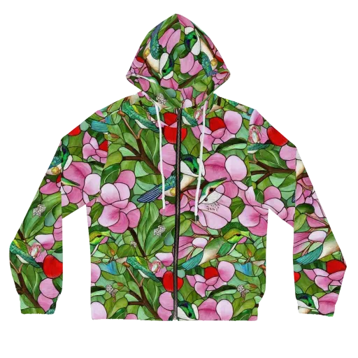 Roseglass Aviary on a Women's Full-Zip Hoodie