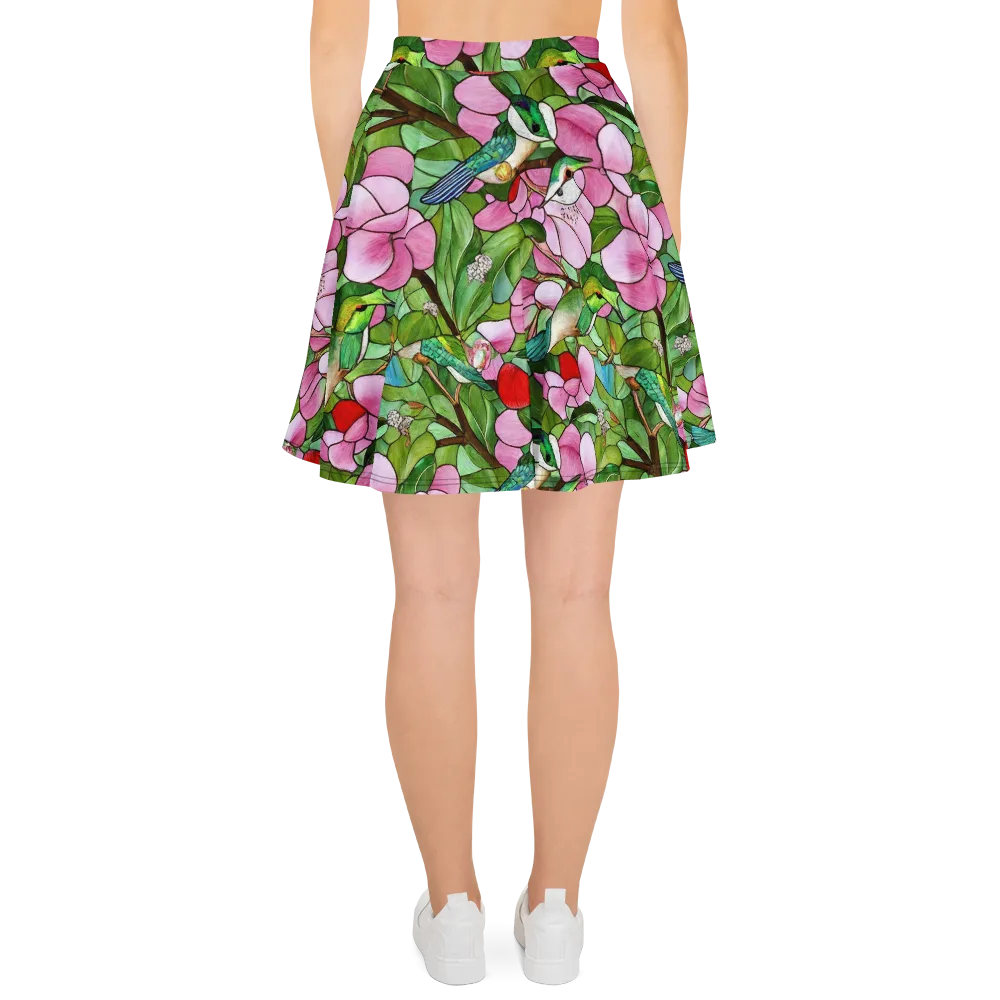Roseglass Aviary on Skater Skirt — Back